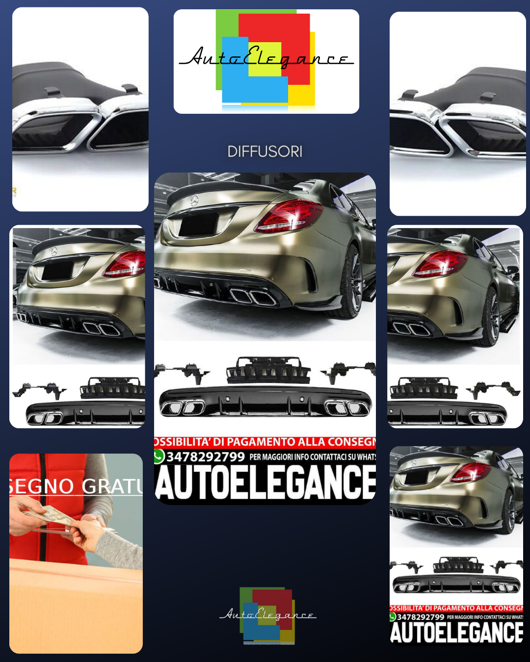 Diffusore spoiler posteriore + finiture di scarico (CROMATO)