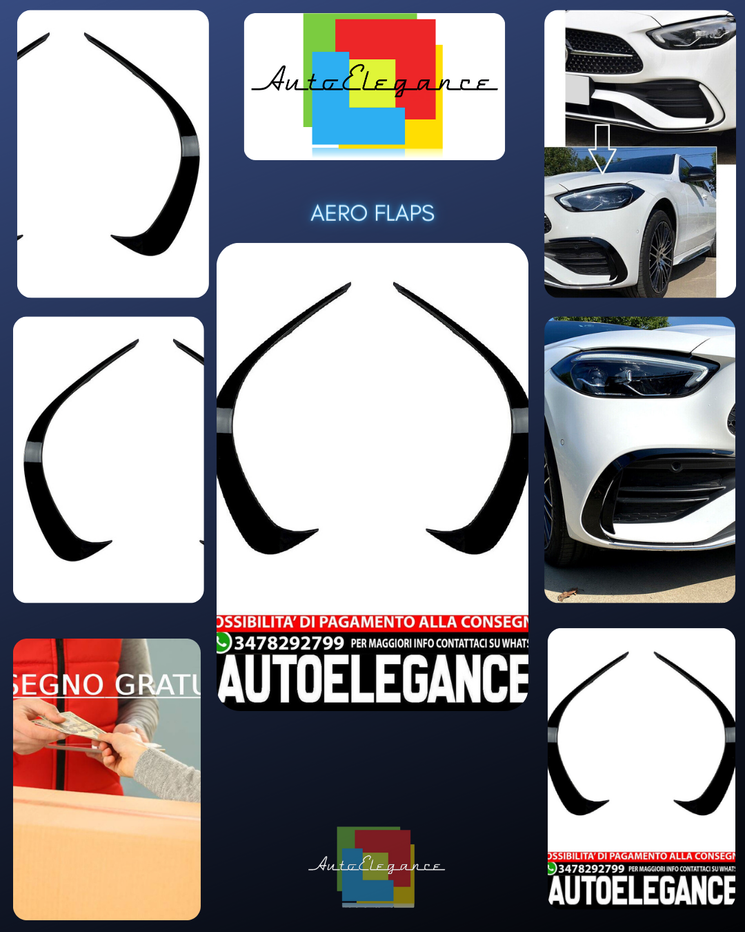 FRONT AERO FLAPS SPOILER SUITABLE FOR MERCEDES W206 S206 C AMG LINE 