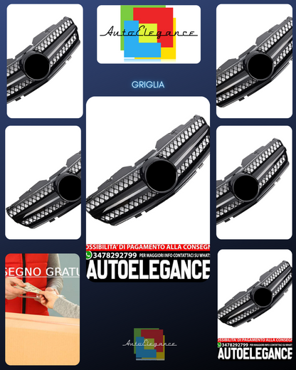 Grille for Mercedes R230 SL 2001-2006 Gloss Black AMG 