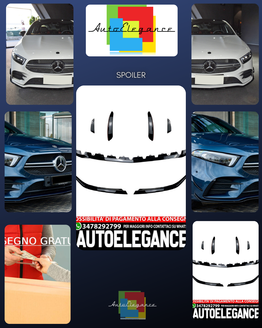 Adatto per MERCEDES W177 CLASSE A AMG Line + SPOILER ANTERIORE A35 SPOILER ANTERIORE