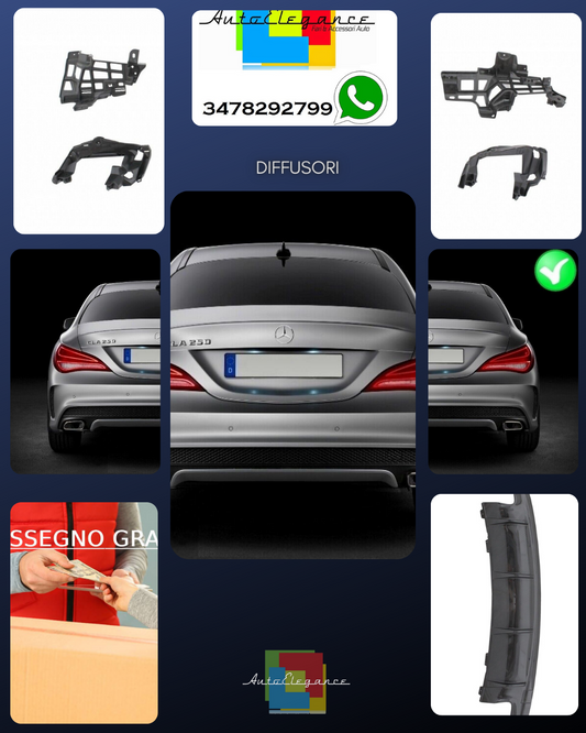 Diffusore Posteriore per Mercedes CLA W117 13-18 Facelift CLA45 Look Carbon