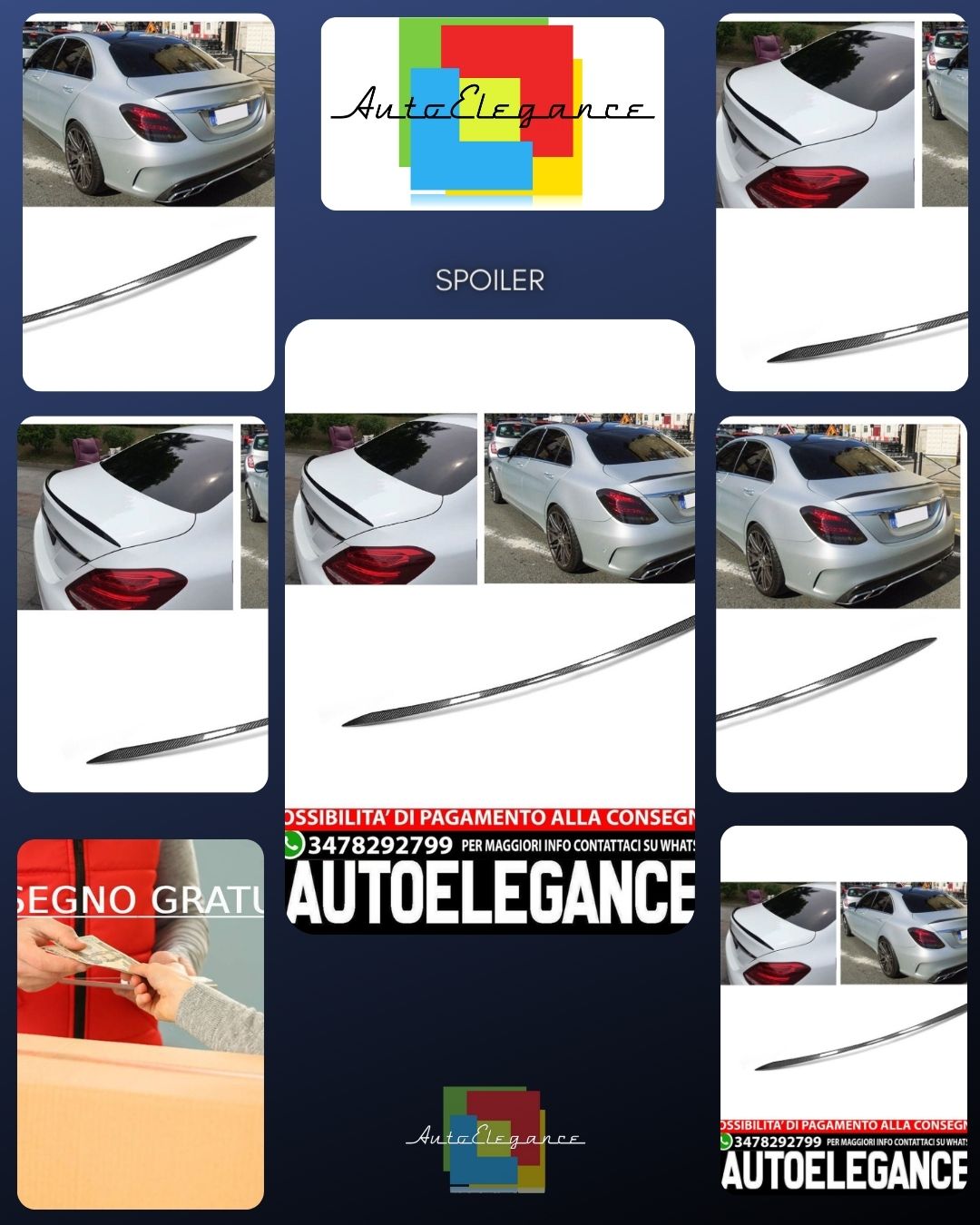 Adatto per MERCEDES W205 CLASSE C SPOILER POSTERIORE LABBRO OTTICO CARBONIO