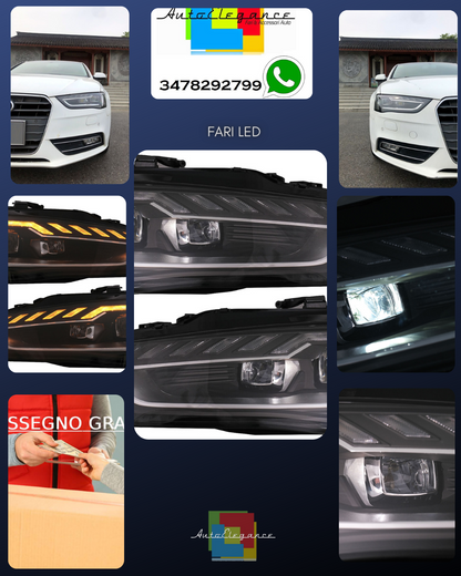 Full LED Fari per Audi A4 B8.5 Facelift 2012-2015 Dinamico Nero A4 B9.5 Look