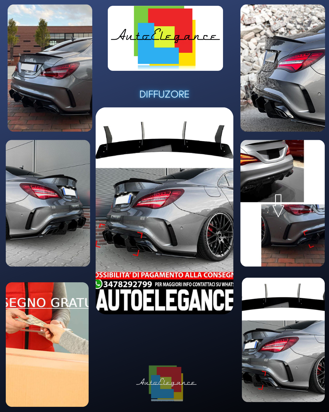 Adatto per diffusore sottospoiler Mercedes C117 X117 CLA 45 AMG