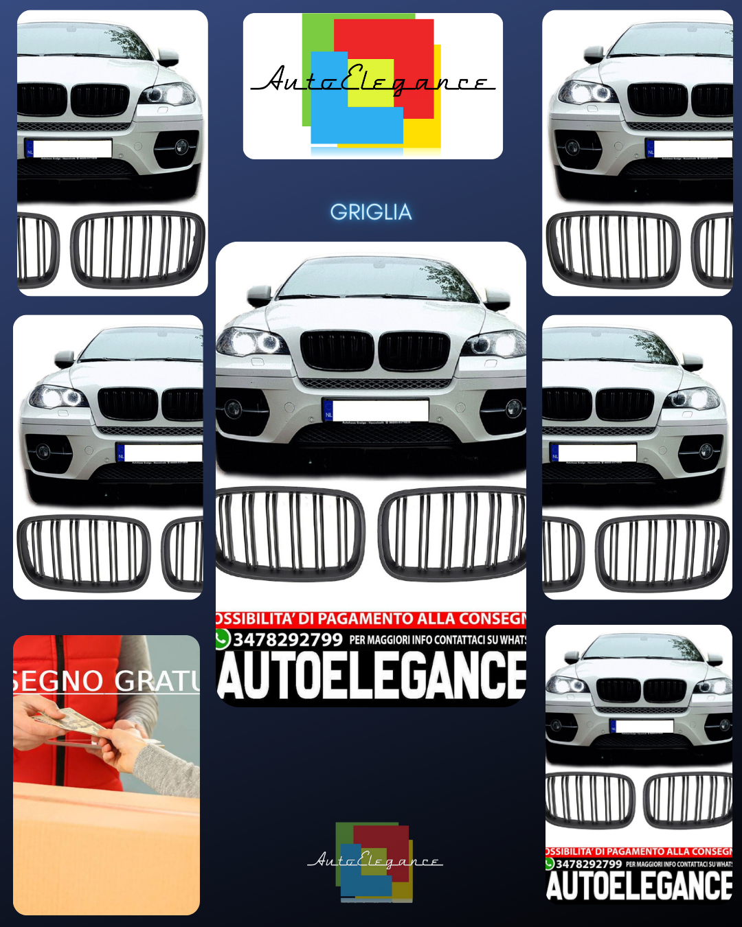 ADATTO PER BMW X5 X6 E70 E71 SPORT GRIGLIA RADIATORE DOPPIO PONTE NERO OPACO
