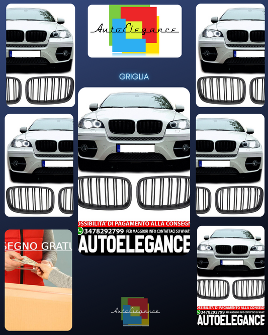 ADATTO PER BMW X5 X6 E70 E71 SPORT GRIGLIA RADIATORE DOPPIO PONTE NERO OPACO