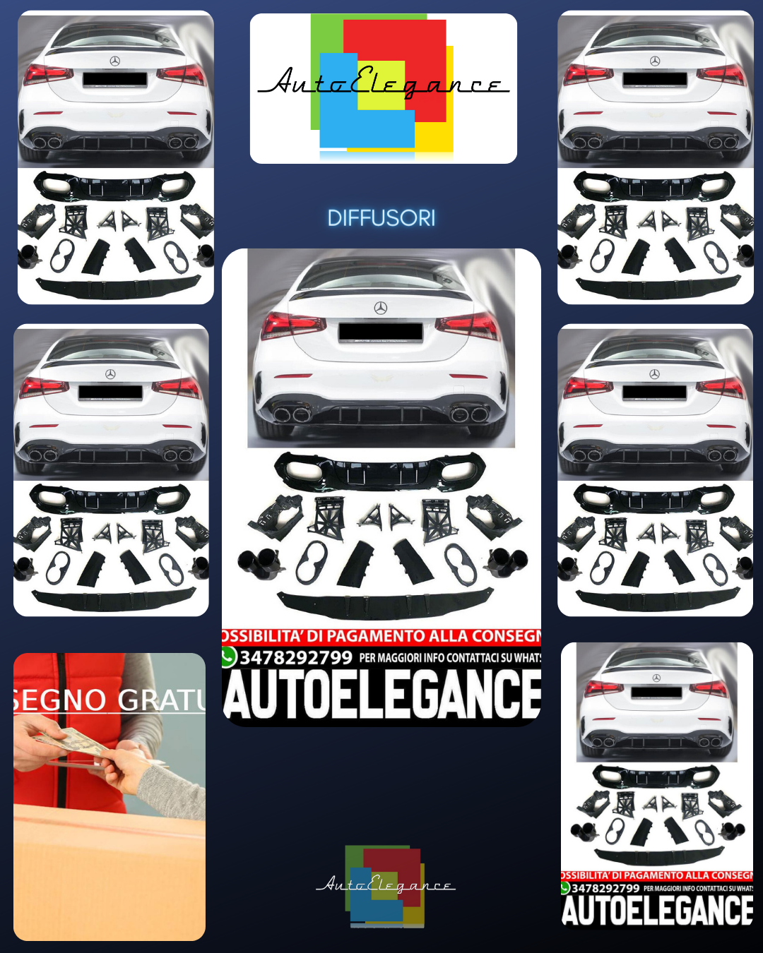 Rear Diffuser + Exhaust Tips for Mercedes V177 Sedan