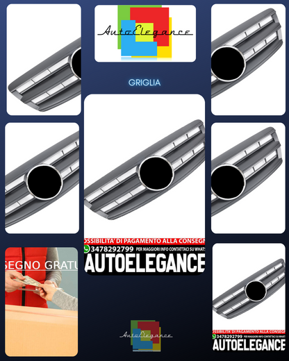Sports grille for Mercedes W220 S from 10/2002 matt black AMG LOOK 