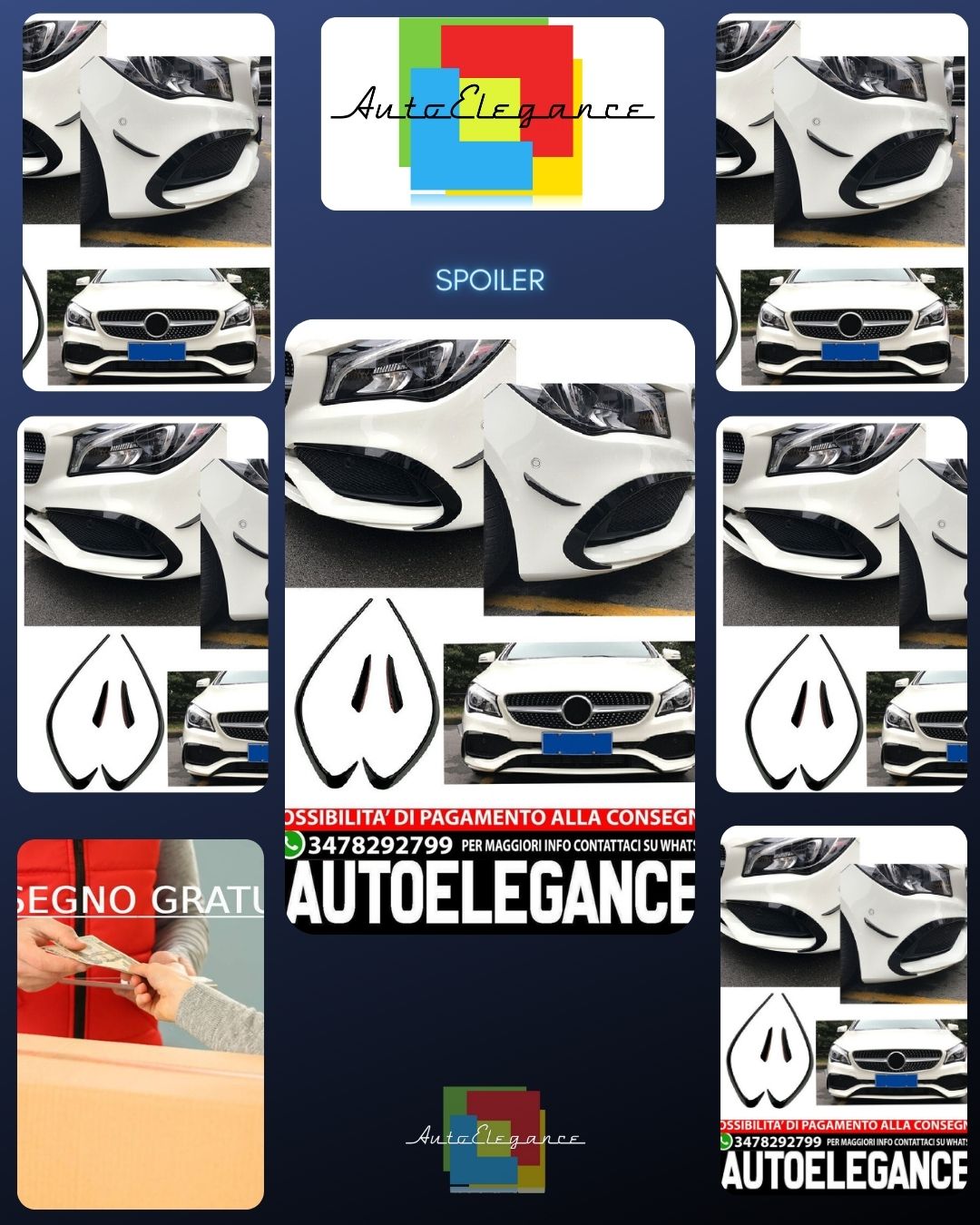 Adatto per MERCEDES C117 CLASSE CLA SPOILER ANTERIORE LIFTING SPOILER ANTERIORE