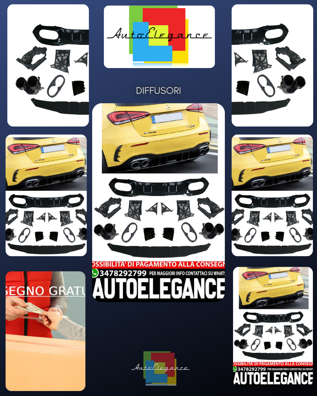 Diffusore spoiler posteriore + finiture di scarico (NERO) con SPORT LOOK