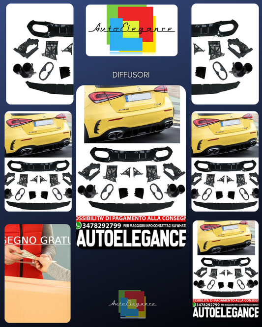 Diffusore spoiler posteriore + finiture di scarico (NERO) con SPORT LOOK