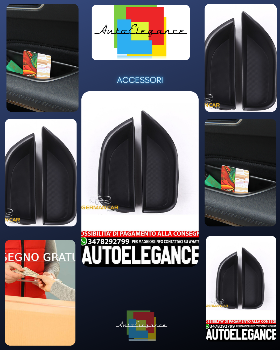 Scatola portaoggetti per Mercedes GLA, CLA e Classe A stoccaggio porte anteriori