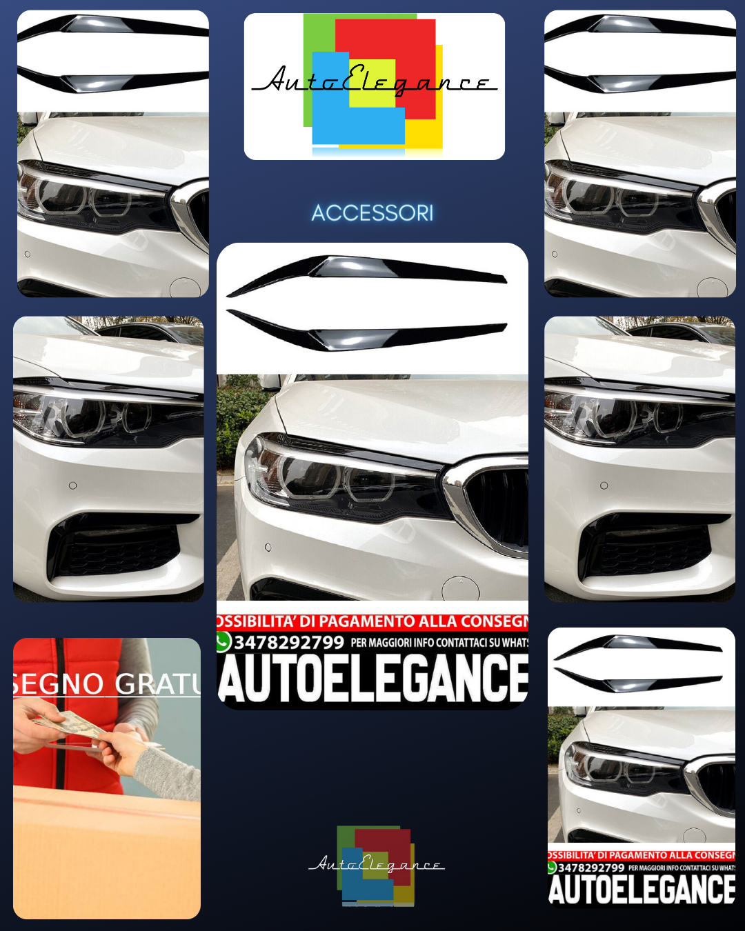 Per BMW Serie 5 G30 G31 2017-2020 (pre-LCI) mascherine fari brutto sguardo