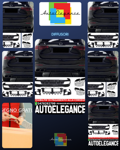 For Mercedes X167 GLS Diffuser + Bumper Exhaust 2X2 (CHROME) 63 AMG OPTICS 