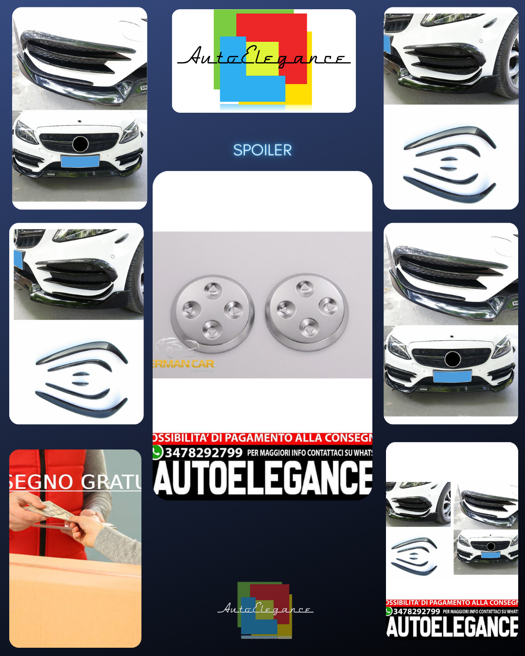 SPOILER ANTERIORE AERO FLAPS ADATTO PER MERCEDES W205 CLASSE C AMG LINE