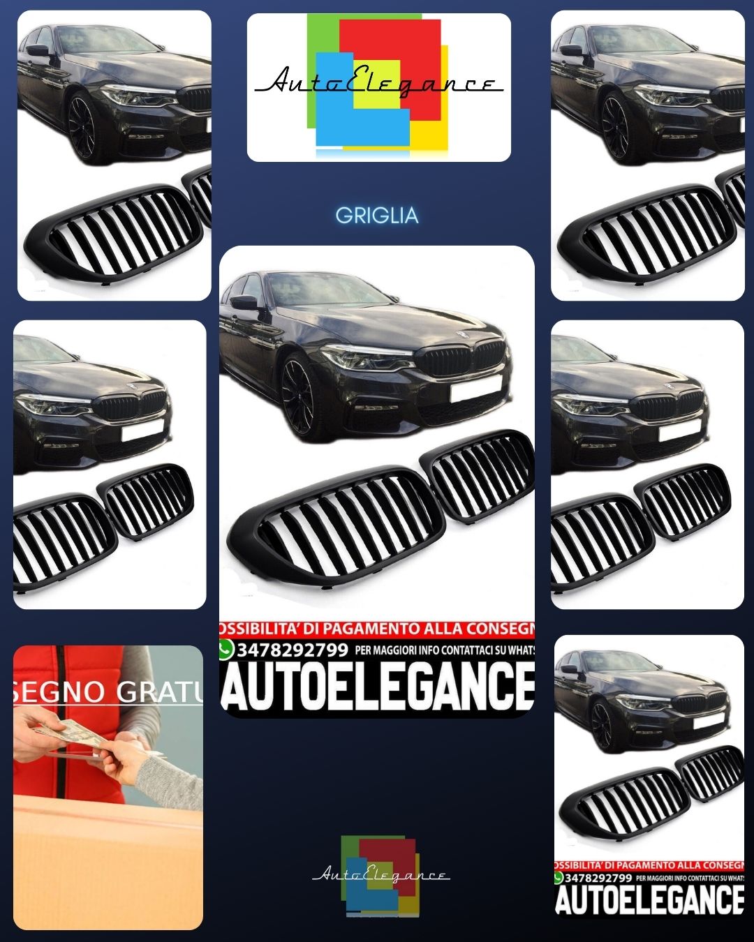 GRILLE FOR BMW 5 SERIES G30 G31 SPORT MATT BLACK 