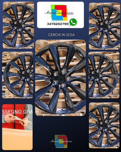 ADATTO per Tesla Model X S CERCHI IN LEGA 4x 22 inch 5x120 turbine style Nero
