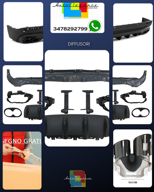 Bumper Diffuser Exhaust for Mercedes GLB X247 SUV 20+ 45S Design 