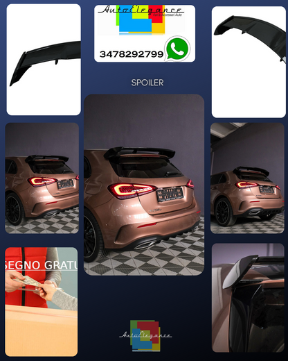 Spoiler TETTO per Mercedes Classe A Hatchback W177 18+ A45 Look nero