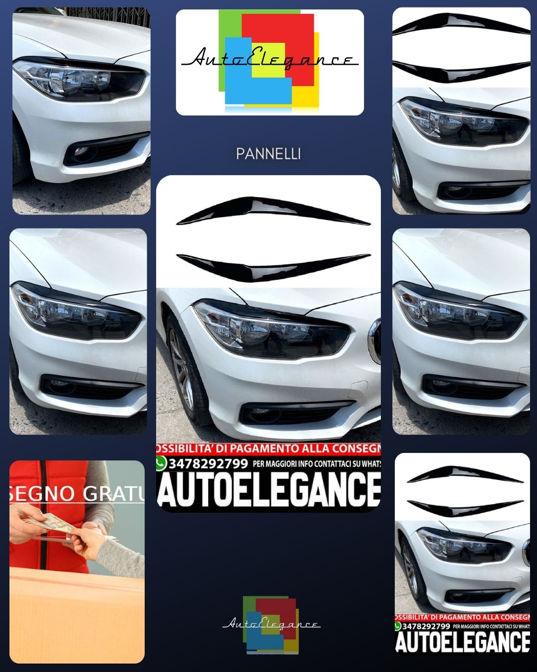 Per BMW F20 F21 LCI 2015-2019 pannelli fari aspetto cattivo nero lucido