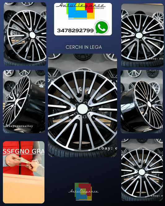 Nuovo 22 inch 5x112 Stile AMG Multi Raggi Nero Ruote per Mercedes E S Classe