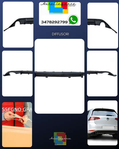 Twin Diffuser Single Exhaust Tips For VW Golf 7 13-16 GTI Look 