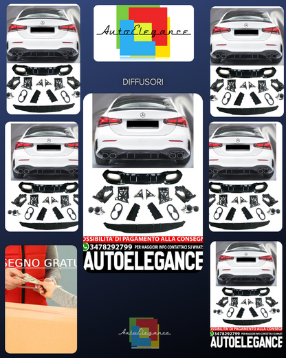 Diffusore spoiler posteriore + terminali di scarico (cromati) in design AMG