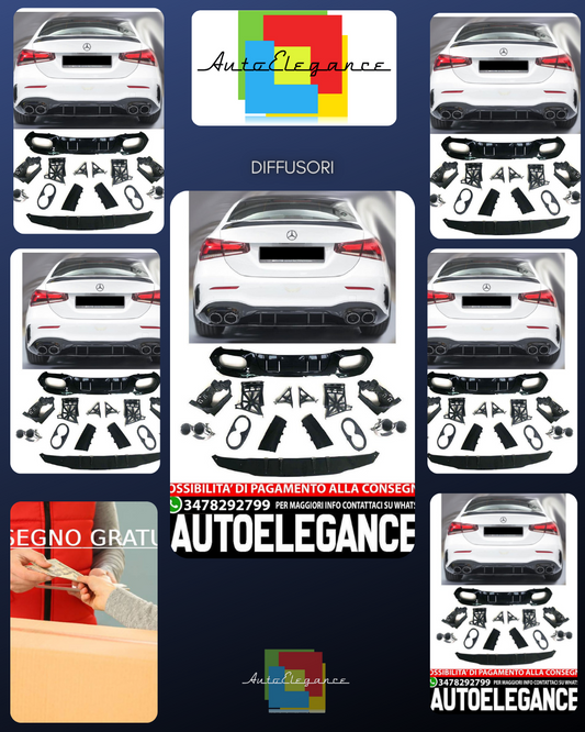 Diffusore spoiler posteriore + terminali di scarico (cromati) in design AMG
