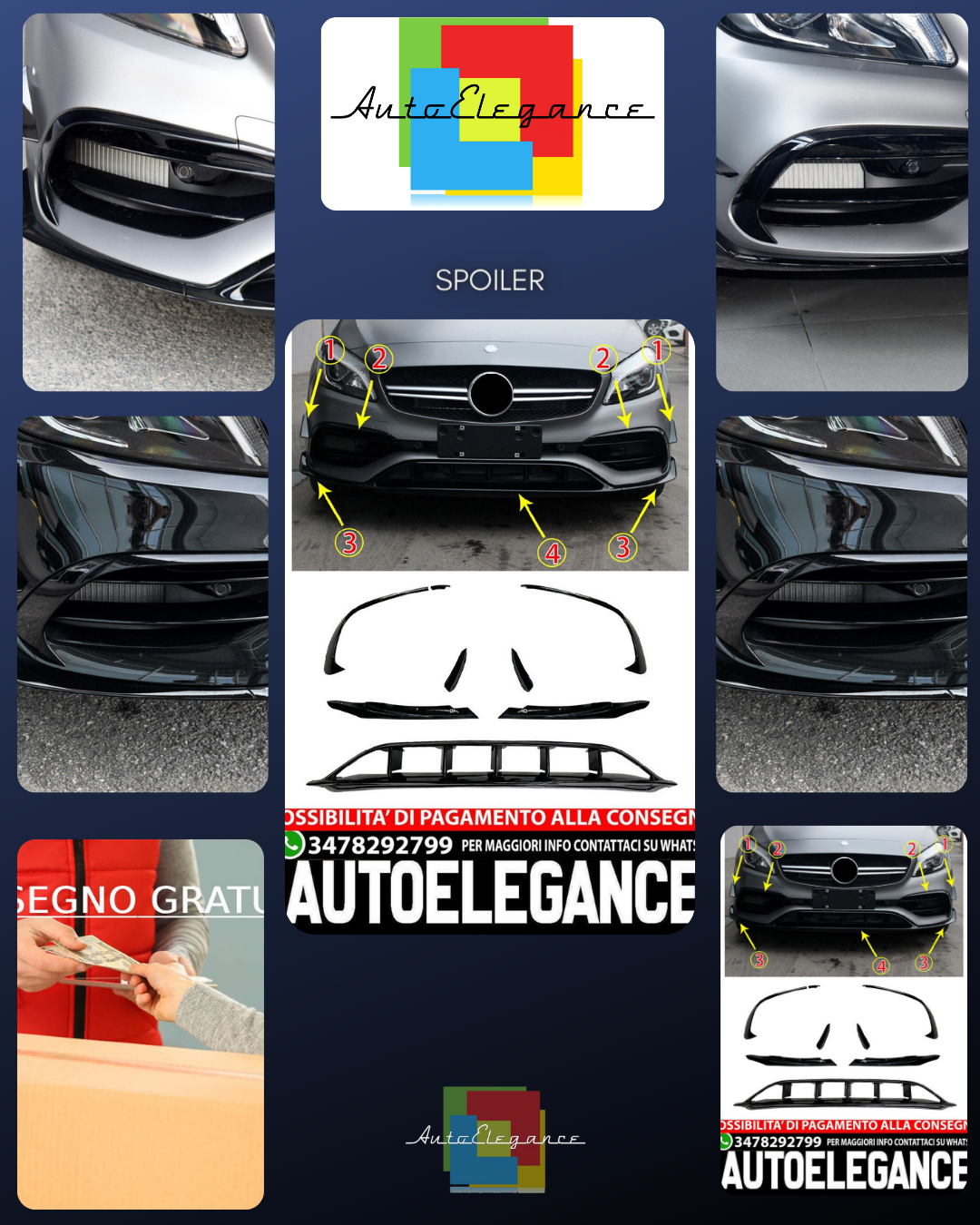 Adatto per MERCEDES W176 CLASSE A SPOILER ANTERIORE LIFTING SPOILER ANTERIORE SPOILER