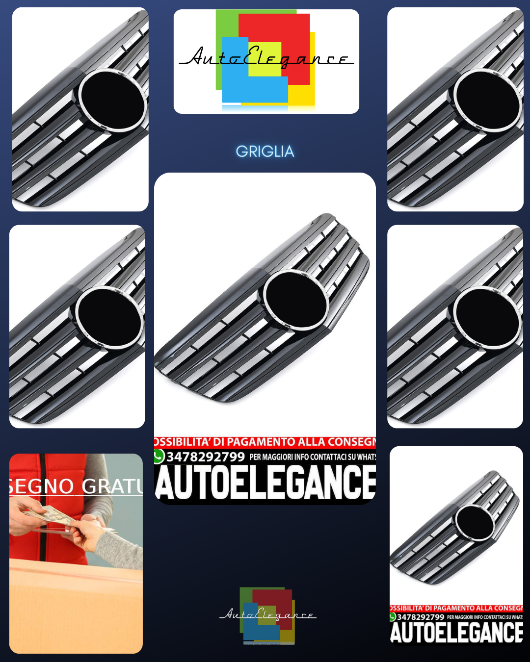 GRIGLIA RADIATORE SPORTIVA LUCIDA NERA ADATTA PER MERCEDES W211 CLASSE E
