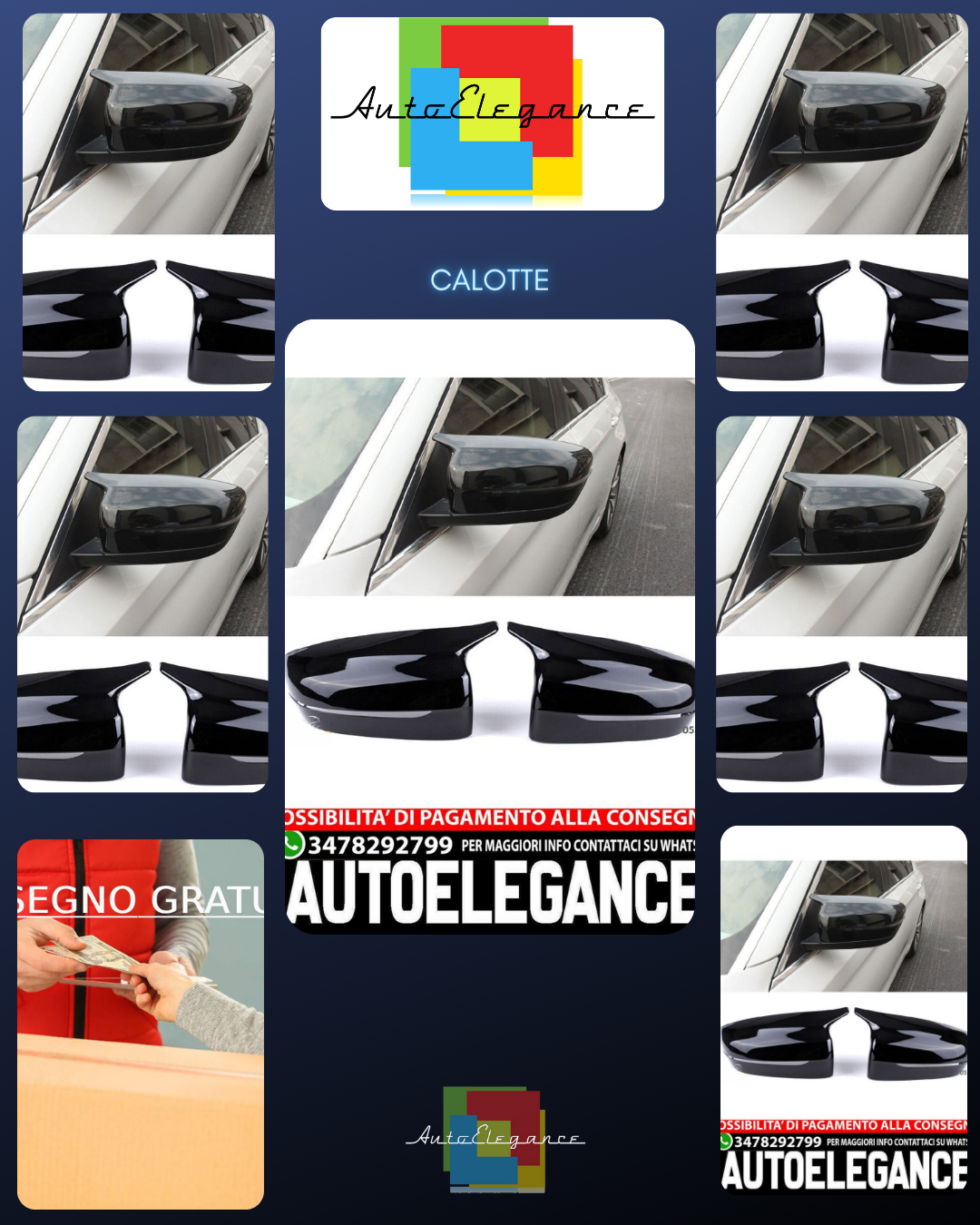 Calotte specchietti nere sportive per cambio per BMW Serie 5 G30 Berlina G31 AUTOELEGANCERICAMBI