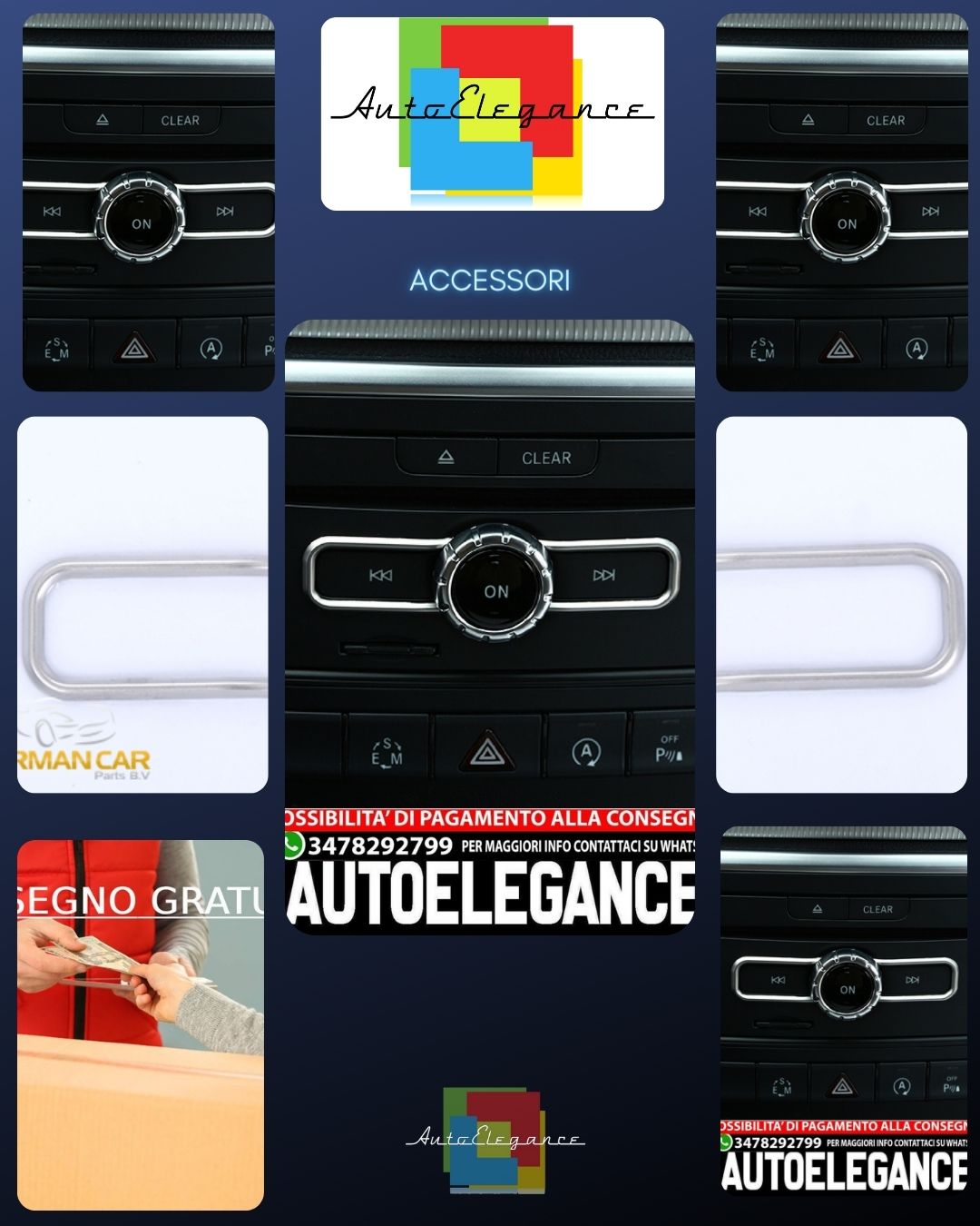 For Mercedes A CLA and GLA chrome frame panel radio remote control 