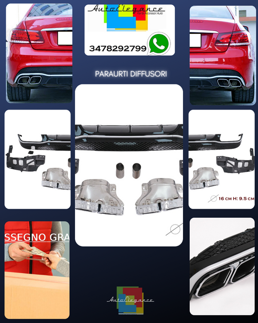 Paraurti Diffusore per Mercedes E C207 A207 Facelift 13-17 Marmitta E63 Design