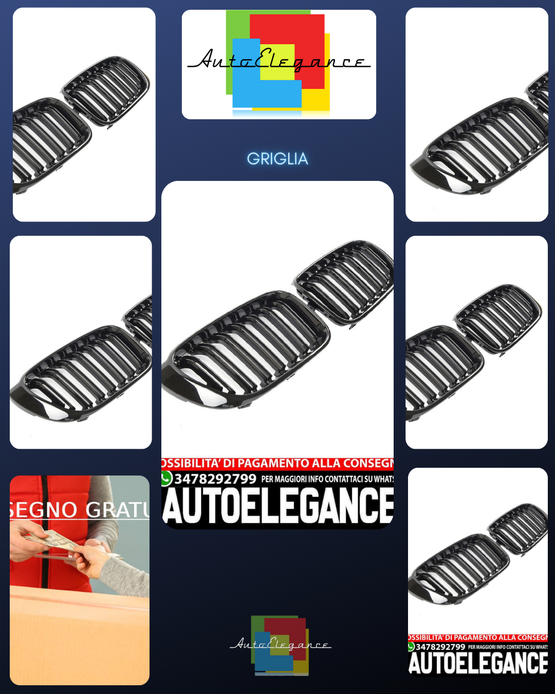 ADATTO PER BMW X3 X4 F25 F26 GRIGLIA DEL RADIATORE DOPPIA STRISCIA NERA LUCIDA