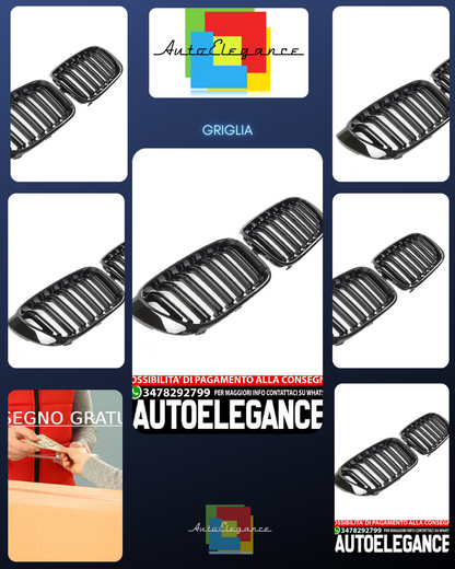 ADATTO PER BMW X3 X4 F25 F26 GRIGLIA DEL RADIATORE DOPPIA STRISCIA NERA LUCIDA