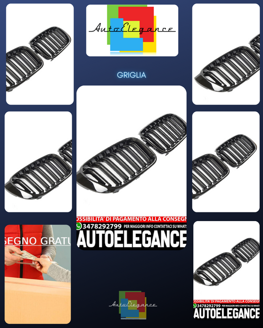 ADATTO PER BMW X3 X4 F25 F26 GRIGLIA DEL RADIATORE DOPPIA STRISCIA NERA LUCIDA