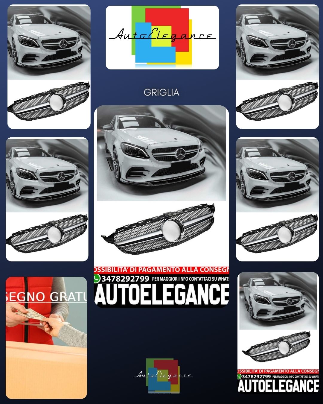 Griglia sportiva per Mercedes W205 C 2014-2018 C63 AMG