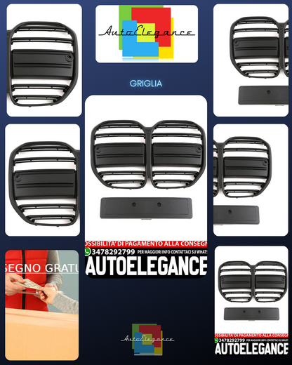 ADATTA PER BMW SERIE 4 G22 G23 GRIGLIA SPORTIVA NERO OPACO