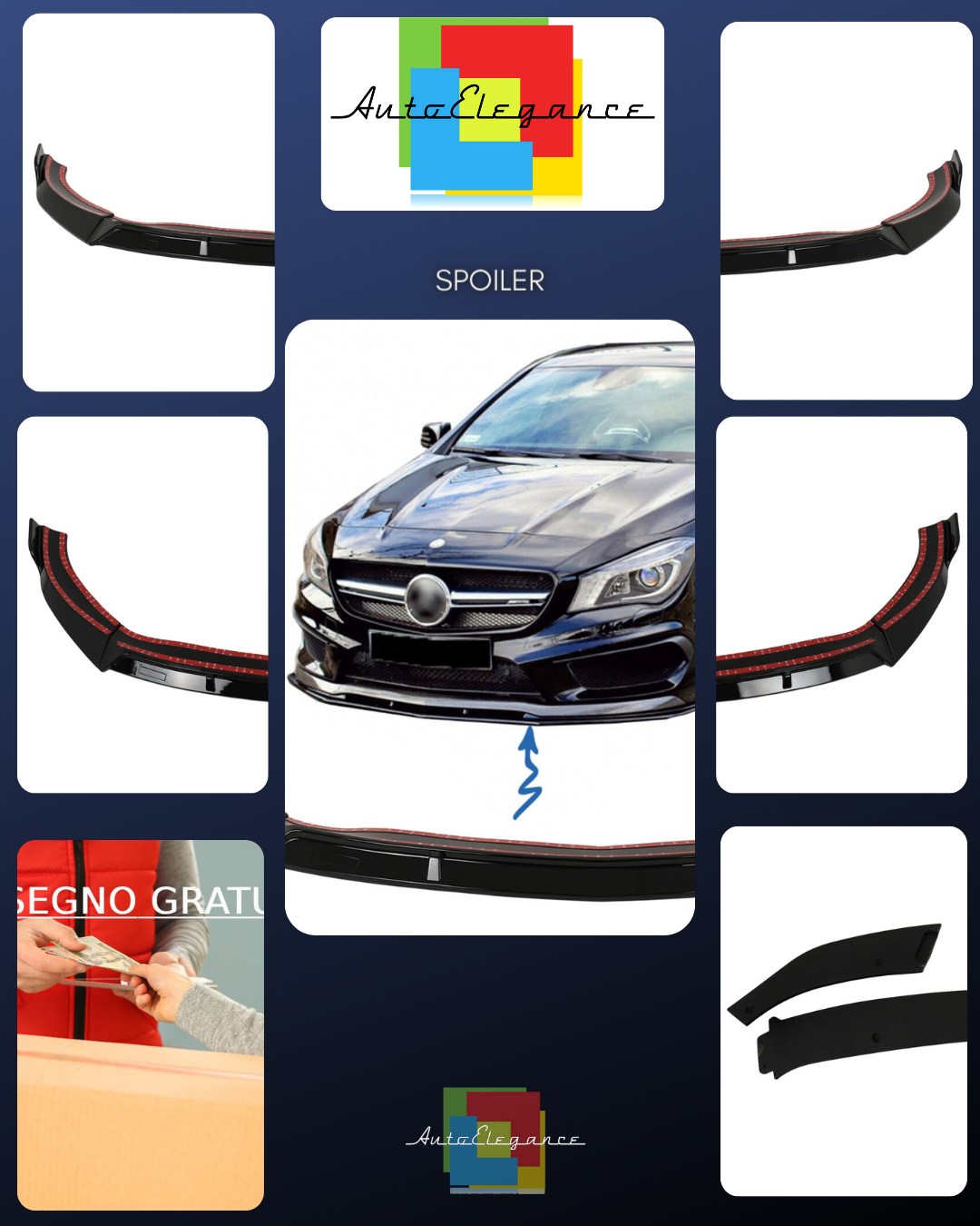 Front Bumper Spoiler For Mercedes CLA45 C117 X117 13-16 Gloss Black 