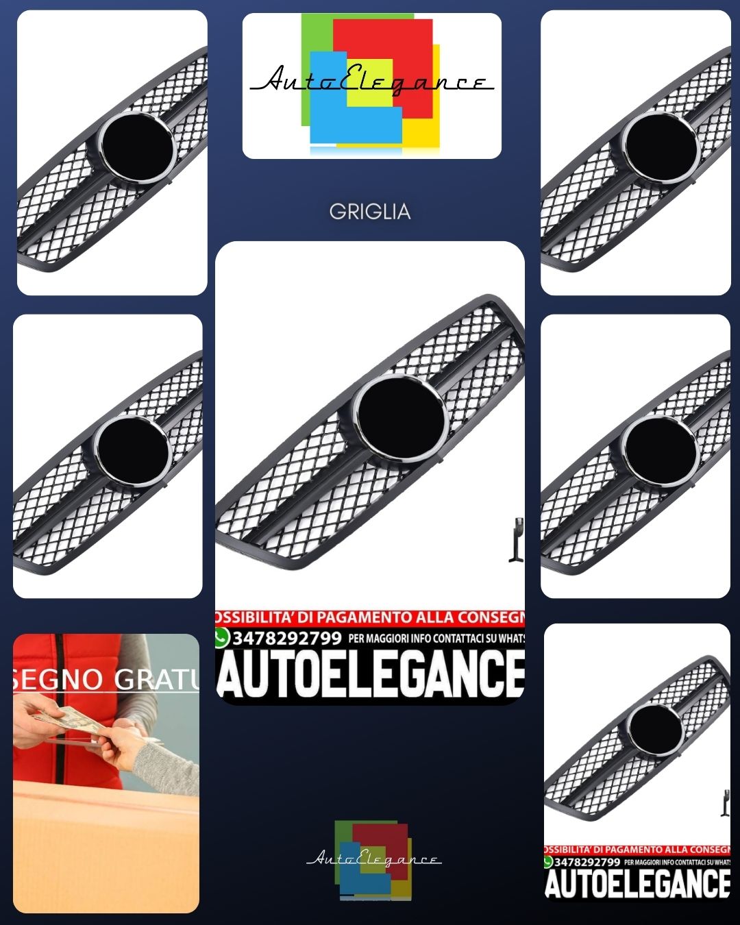 GRIGLIA RADIATORE SPORTIVA GRIGLIA NERA OPACA ADATTA PER MERCEDES W203 CLASSE C