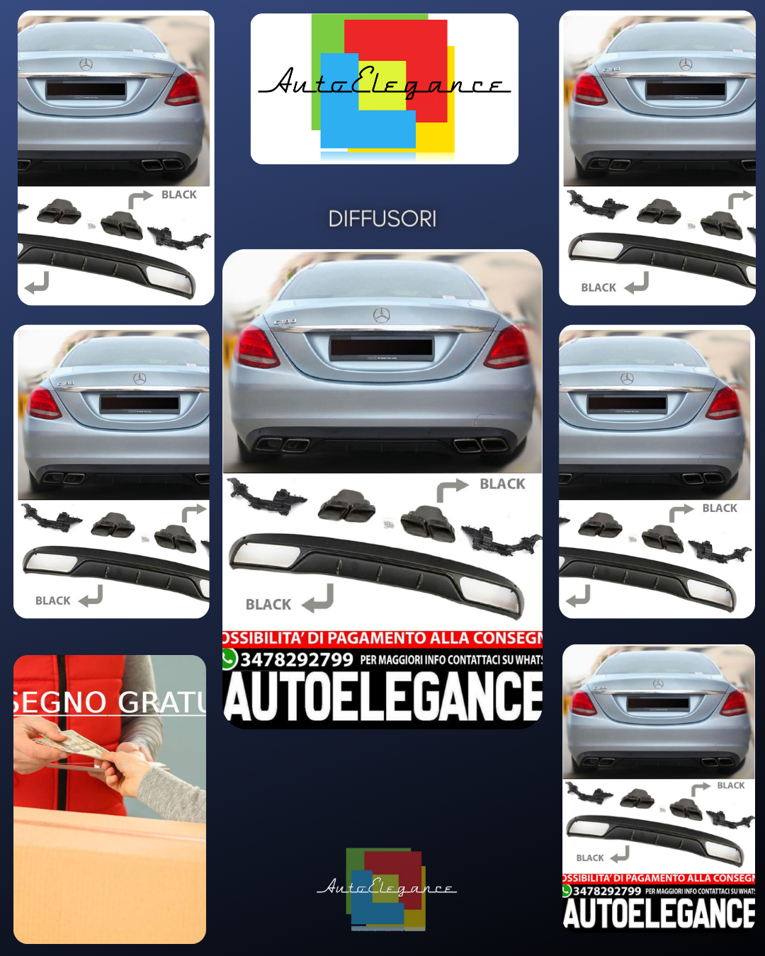 Diffusore spoiler posteriore nella C63 AMG OPTIK adatto per equipaggiamento