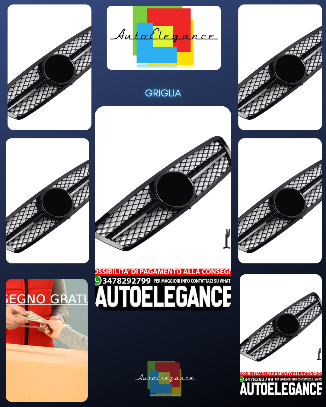 GRIGLIA RADIATORE SPORTIVA GRIGLIA LUCIDA ADATTA PER MERCEDES W203 CLASSE C