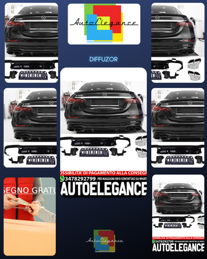 Diffusore spoiler posteriore + terminali di scarico (CROMATI) in E63 AMG LOOK