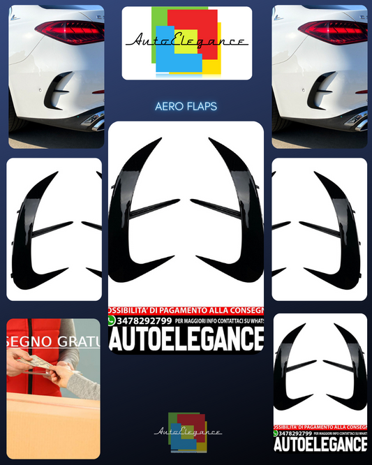 Adatto per Mercedes W206 Classe C posteriore AMG OTTICA FLICS AERO FLAPS NERO