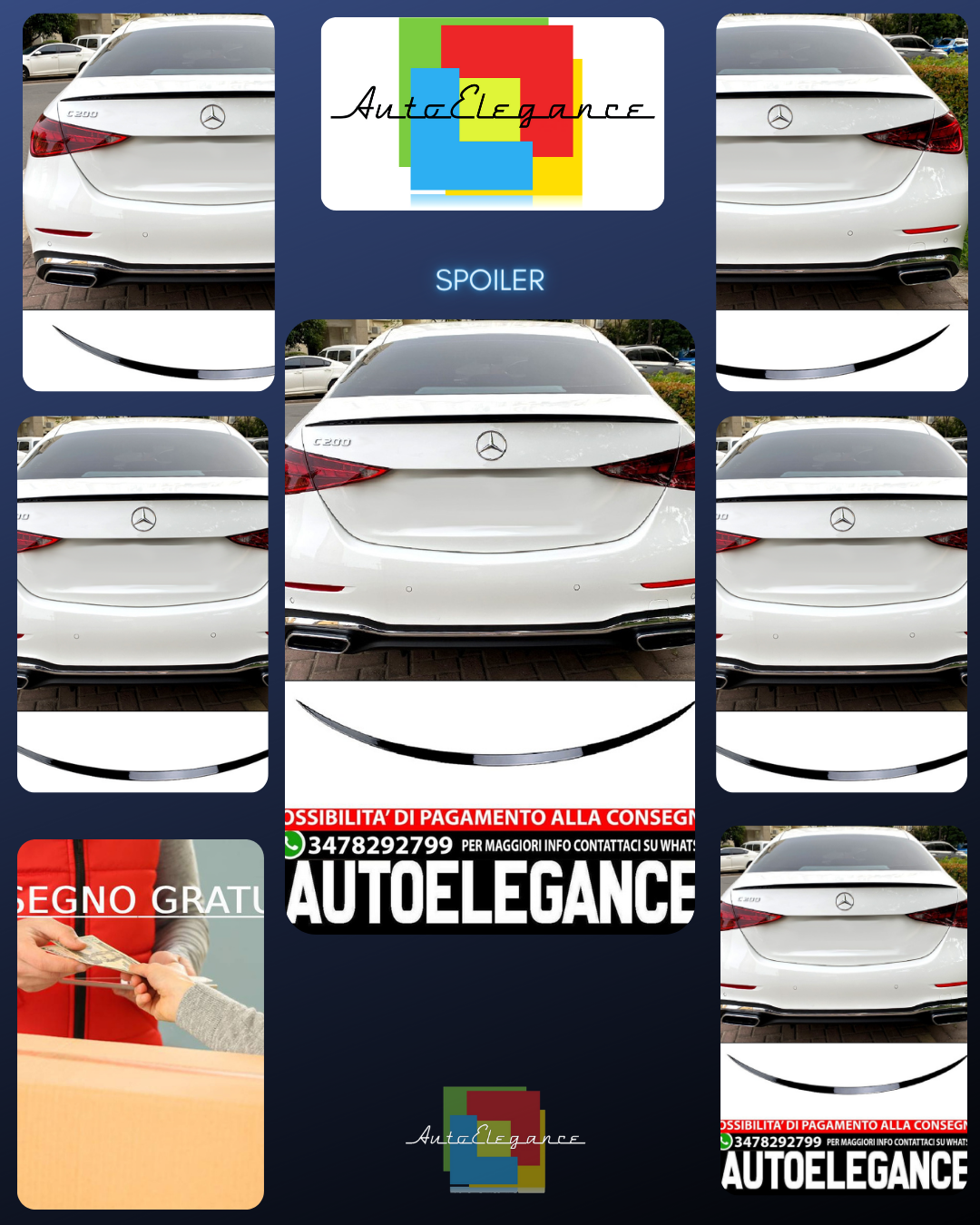 ADATTO PER MERCEDES-BENZ CLASSE C W206 SPOILER PARAFANGO POSTERIORE