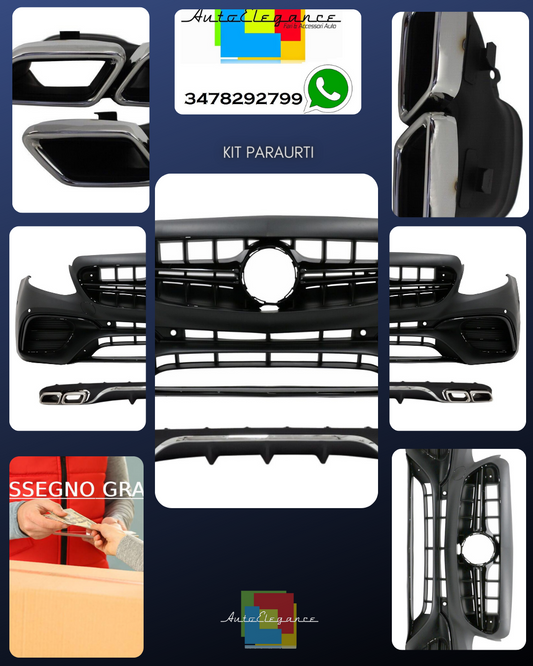 Kit Paraurti per Mercedes Classe E W213 S213 16-19 E63 Look Diffusore Scarico