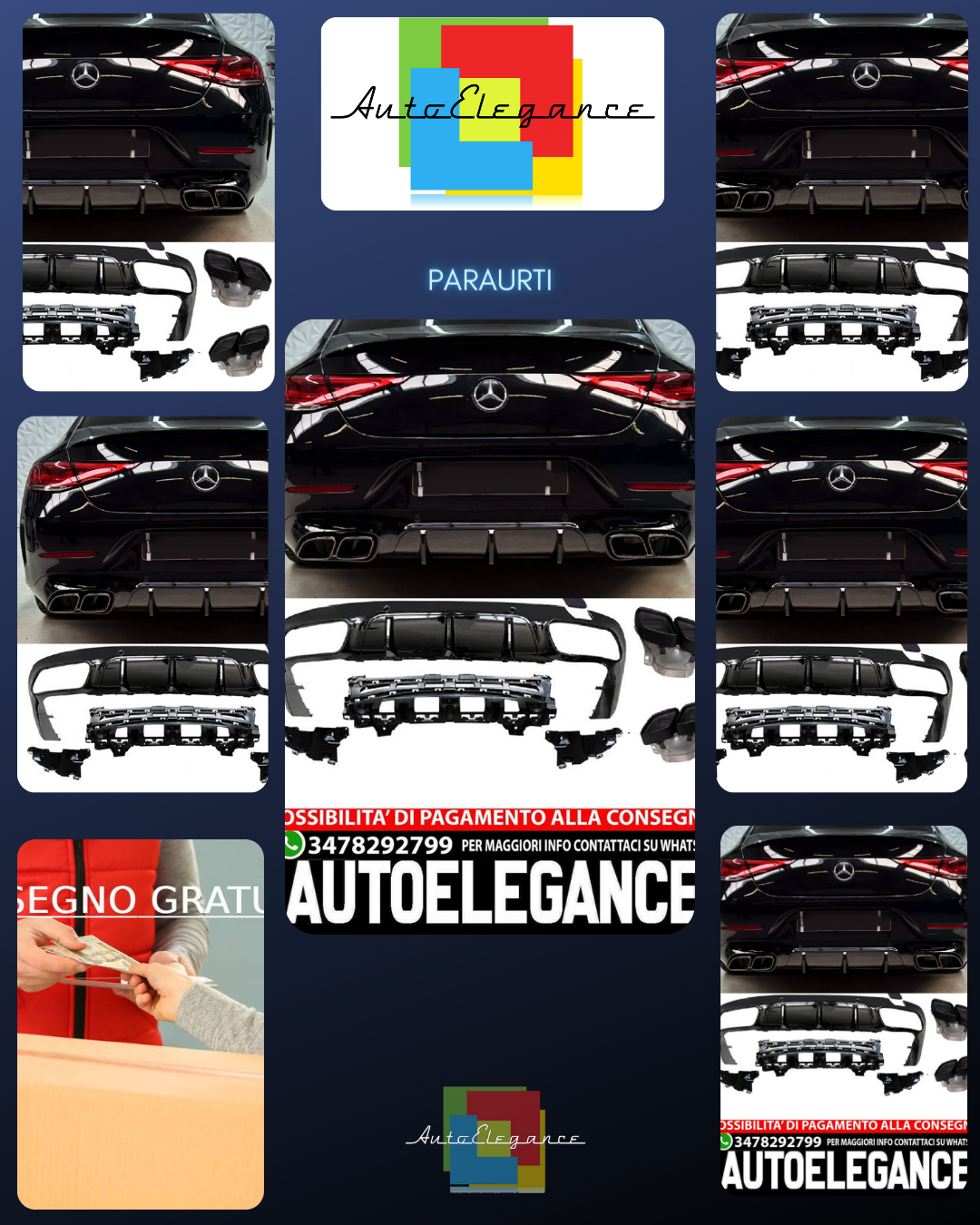 Per Mercedes X257 C257 CLS Diffusore + Paraurti Scarico 2X2 (NERO) 63 OTTICA AMG