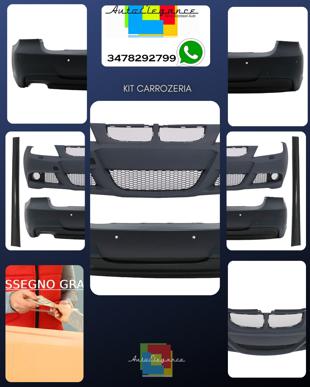 Kit carrozzeria per BMW 3 E90 05-08 Paraurti Minigonne M-Technik Design