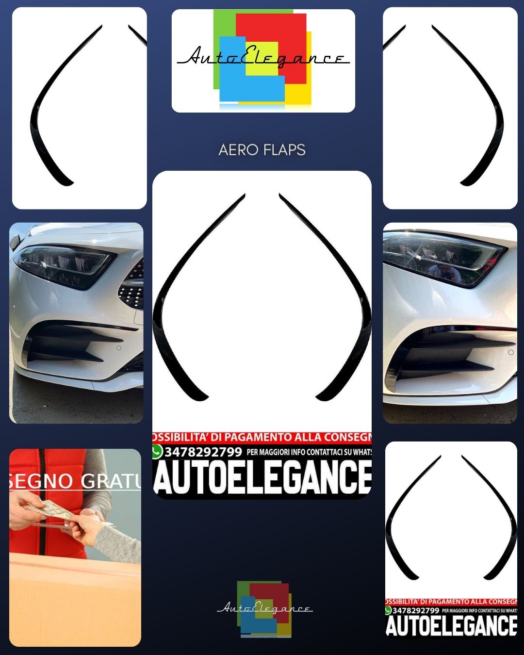 FRONT AERO FLAPS SPOILER SUITABLE FOR MERCEDES C257 X257 CLS AMG LINE