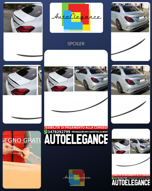 Adatto per MERCEDES W205 CLASSE C SPOILER POSTERIORE LABBRO NERO LUCIDO